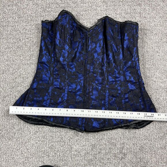 Lavish Daisy Corsets Top Women XL Blue Black Lace Dark Floral Whimsigoth Bustier - Picture 7 of 11
